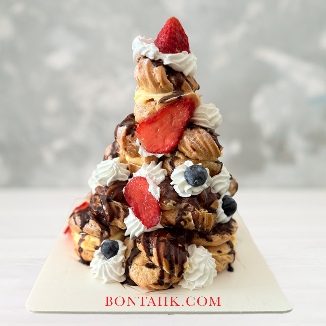 Profiterole tower cake