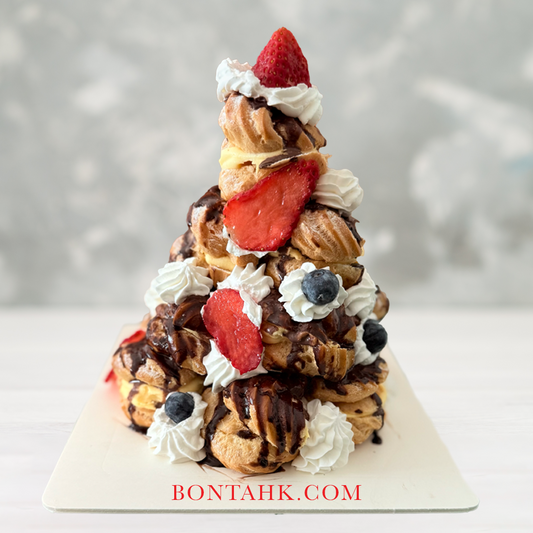 Profiterole tower cake